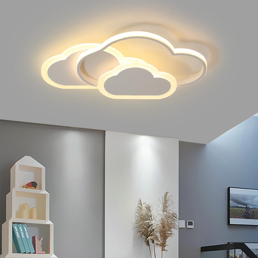 Plafonnier LED pour enfant nuage 52 cm télécommandable