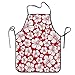 Grembiule Cucina Hawii Motivo Floreale Rosso Hawaiano Grembiule con Pettorina Creativi Grembiule da Ristorante Waterproof Cucina Grembiuli per Caffetteria, Donna, Giardinaggio, 52X72Cm