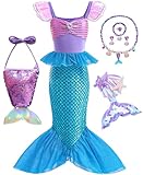 BanKids Little Mermaid Costume for Girls Princess Dress Up Kids Ariel Costumes with Accessories Size 5-6 (K77,130CM)