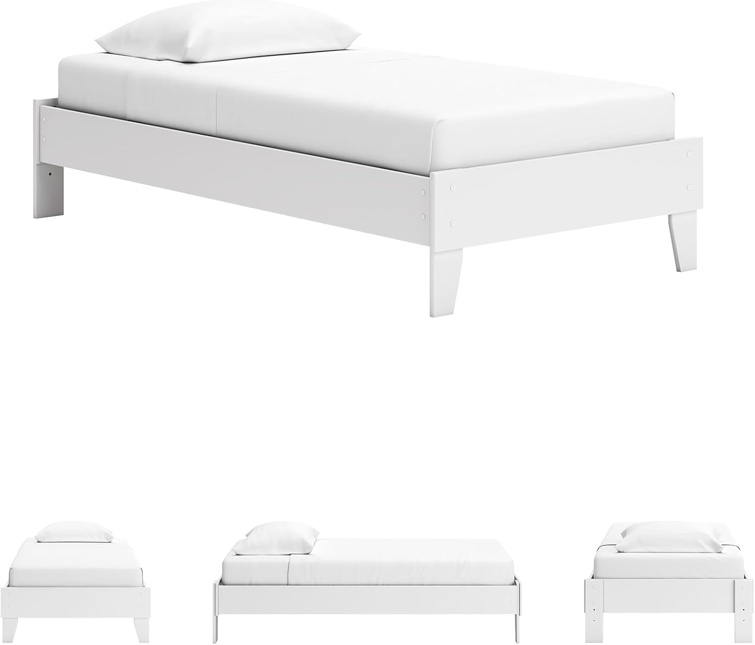 Signature Design by Ashley Socalle Coastal Twin Platform Bed with Metal Slats, No Box Spring Needed, White