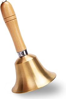 DomeStar Metal Hand Bell, 5.9 Inches Brass Handheld Call Bell Service Bell Wedding Bell Dinner Bell for Elderly Patients C...