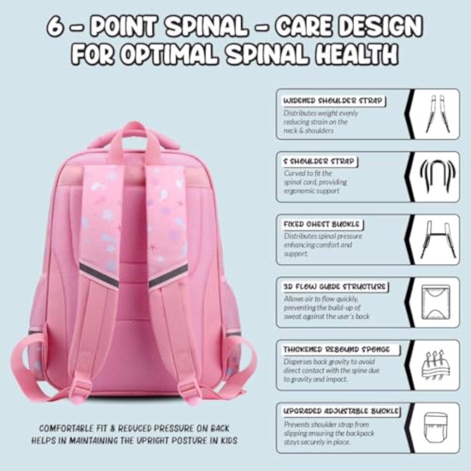 Enchant 3D School Bag Backpack for Girls, Comfortable Design