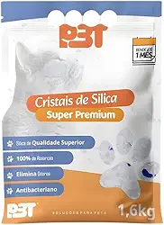 Areia Cristais de Sílica Super Premium P3T para Gatos Antibacteriano Absorção 100% Elimina Odores 1,6kg