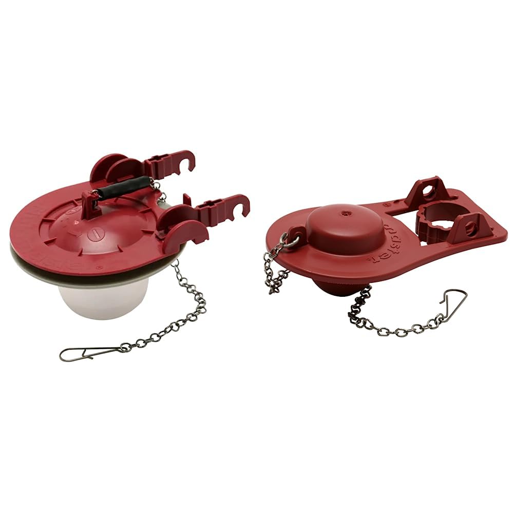 Fluidmaster 5403 Water-Saving Long Life Toilet Flapper for 3-Inch Flush Valves & 504 2-Inch Universal Chlorine Resistant, Long Lasting Flexible Frame Toilet Flapper, Red