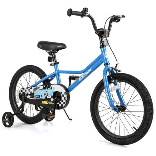 COSTWAY Kids Bike, Boys & Girls Bike, Training Wheels, 18