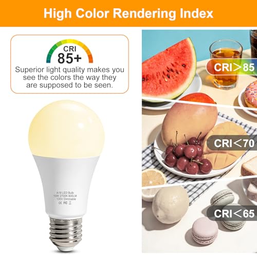 LEDBEFINE Dimmable LED Light Bulbs 60 Watt Soft White 2700K A19 Standard Light Bulb E26, Energy Efficient 10W 800 Lumens, 20,000 Hour Lifetime,Lighting for Bedroom Living Room Home Office, 6-Pack — view 4