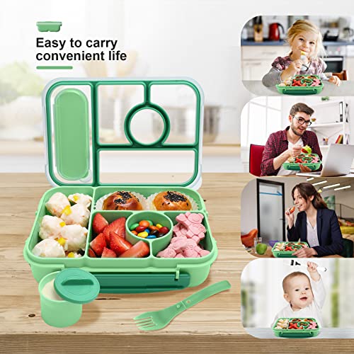 Amathley Bento Box Adult Lunch Box,Lunch Box Kids,Lunch Containers For Adults/Kids/Toddler,5 Compartments Bento Lunch Box For Kids With Sauce Vontainers,Microwave & Dishwasher & Freezer Safe thumb #2