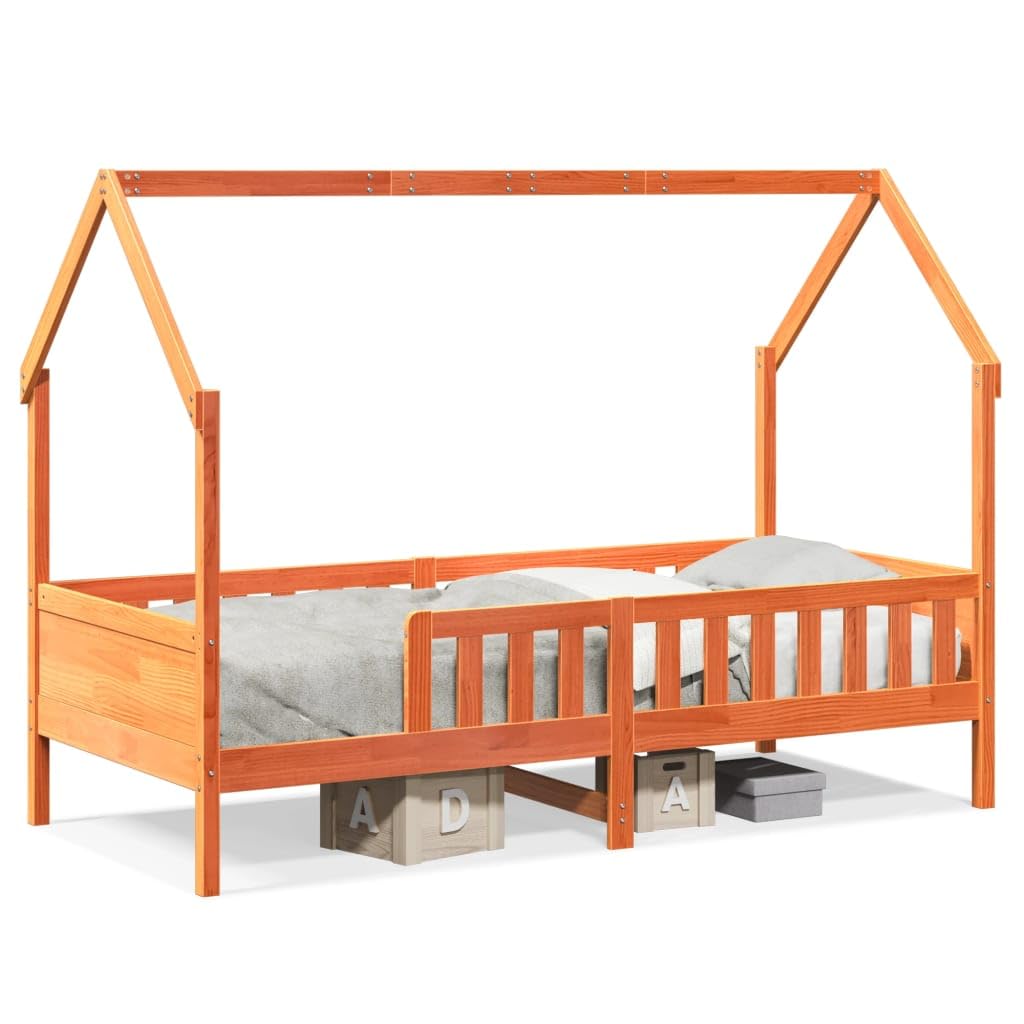 lite drewno sosnowe domek poręcze Brąz 90x190 cm