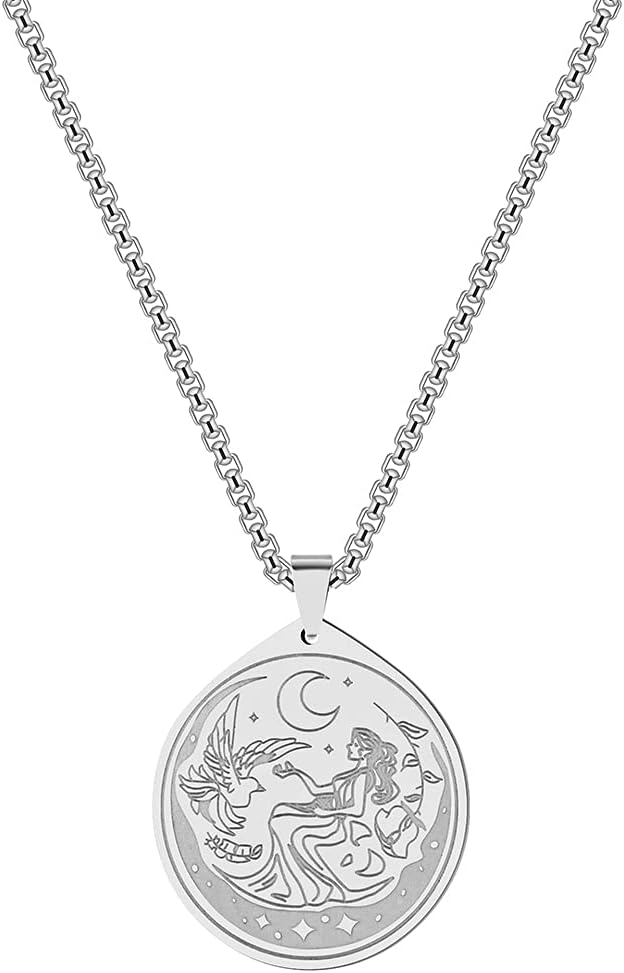 Goddess Of The Moon Selene Women Necklace Greek Mythology Statement Jewelry Necklace Stainless Steel Ancient Pendant Necklace
