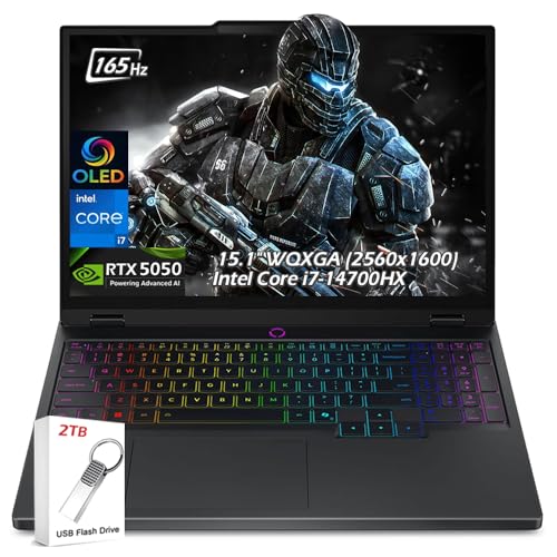 Image of Lenovo Legion 5i Gaming Laptop - NVIDIA GeForce RTX 5050 - Intel Core i7-14700HX - 15.1 inch WQXGA OLED 165Hz - 16GB RAM 1TB SSD - Backlit KB Wi-Fi7 Win11 - Eclipse Black - w /2TB USB Drive, W /GaLiMu