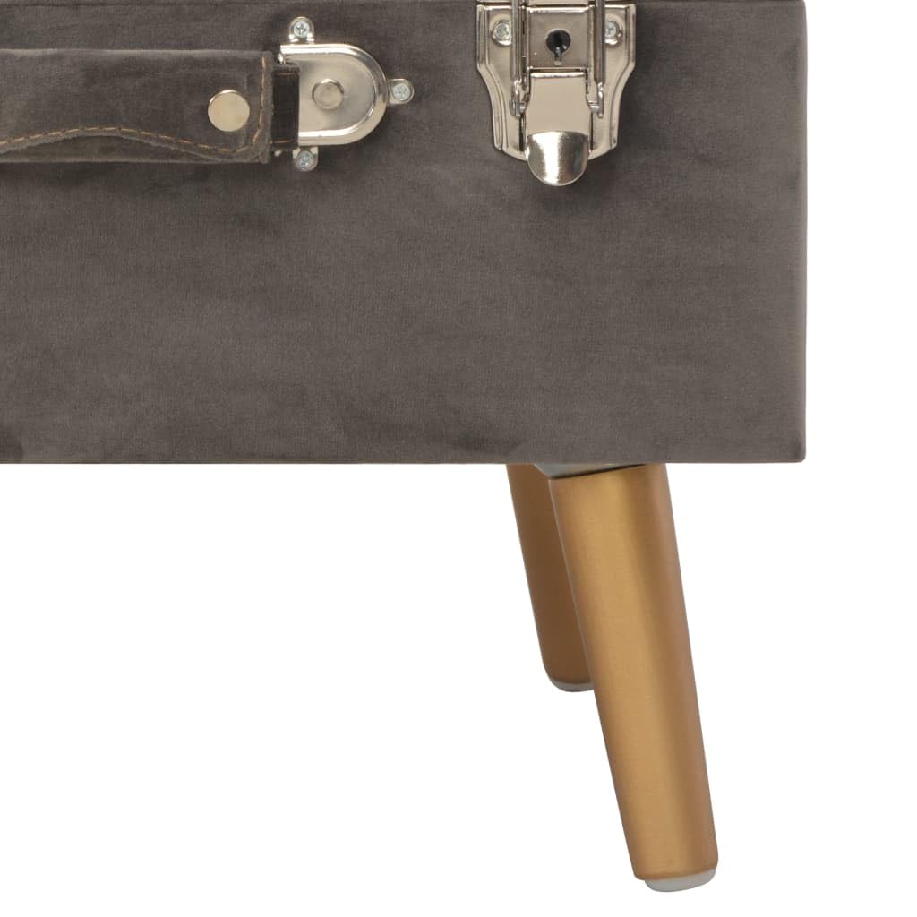 Taburete con espacio de almacenamiento, 3 unidades, terciopelo gris, patas de madera maciza, taburete grande y pequeño con compartimento, cofre versátil para pasillo, dormitorio, pasillo