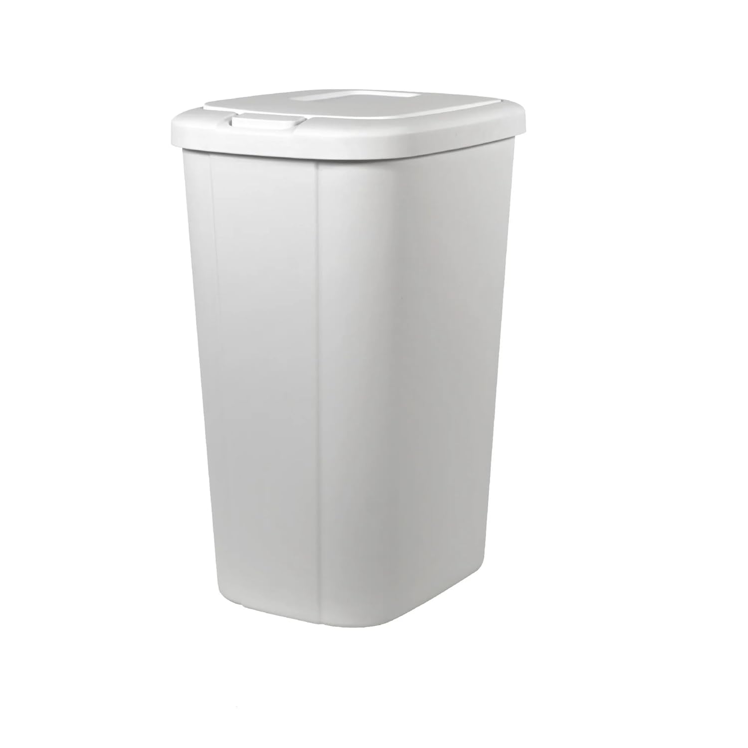 13.3 Gallon Touch Top Kitchen Trash Can, White Plastic Garbage Bin