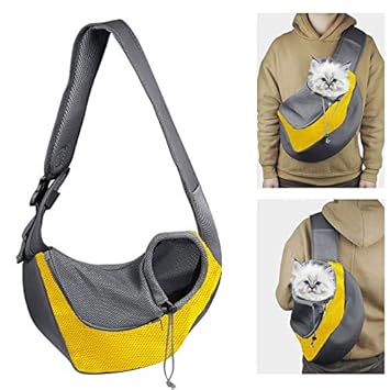 Kraptick Pet Sling Carrier/Pet Carrier for Puppy Cat Rabbit- Comfortable Adjustable Pouch Single Shoulder Carry Tote Handbag for Pets Below 6Kgs (Yellow)