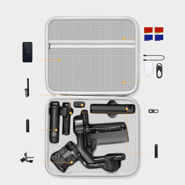 Borsa portaoggetti per stabilizzatore DJI RS5, custodia da trasporto di grande capacità con tracolla, custodia protettiva da viaggio in PU per stabilizzatore cardanico e accessori, Versione Set Nero