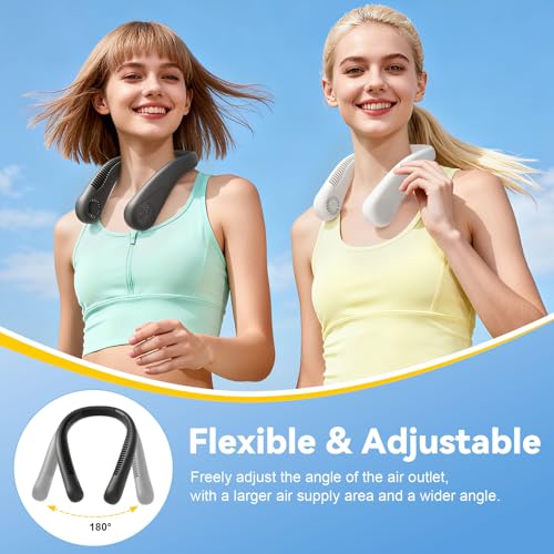 HandFan 5000mAh Halsventilator Akku Nackenventilator Tragbarer Ventilator Blattloses Mini USB Lüfter für Wandern, Outdoor Sport, Reisen, Zuhause, Büro, Blau (Schwarz-3 Geschwindigkeiten) 3