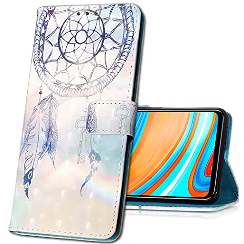 MRSTER Coque pour Samsung Galaxy A20e, Etui Nouveau 3D Effet Cuir PU+TPU Silicone Carte Antichoc Support Portefeuille Magnétique Créatif Housse pour Samsung Galaxy A20e. YB Blue Dreamcatcher Cover