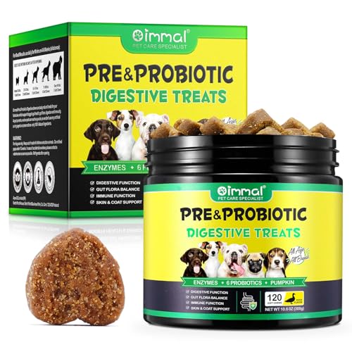 Probiotici per Cani 120 Chews Masticabili, Integratore Digestivo con Enzimi e Prebiotici, Supporto per Flora Intestinale e Digestione, Difese Immunitarie e Pelo, Gusto Anatra