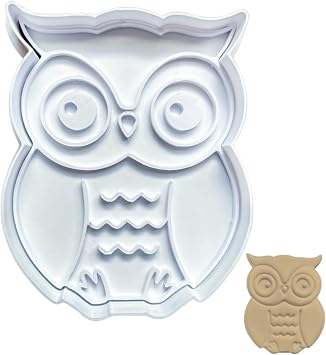 Owl Cookie Cutter Stamp Set, 3D Bird Embosser for Baking Cookies Fondant, 3.5x2.77" Durable Plastic Pastry Mold with Easy Grip Handle for DIY Desserts