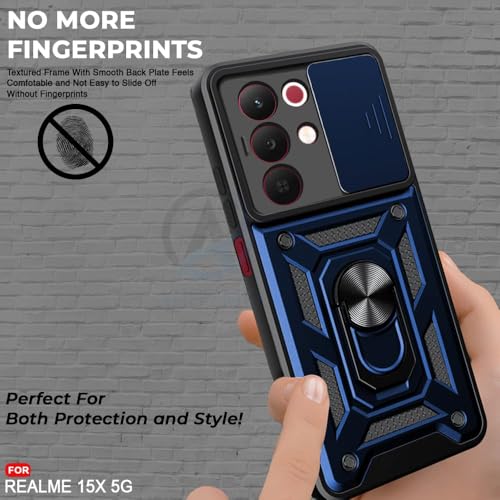 Image of AIBEX Back Cover Compatible for Realme Narzo 90X 5G / Realme C85 5G / Realme 15X 5G | D10 Tough Armor Case | Sliding Camera Shield | 360 Protection | Kickstand Ring Holder | Military-Grade Bumper