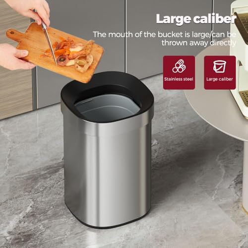 Caneca de basura cuadrada acero inoxidable 15L sin tapa miniatura 2
