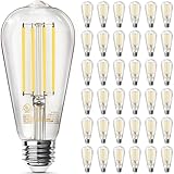 TJOY 36 Pack Vintage 8W ST58 LED Edison Light Bulbs, Dimmable, 60W Equivalent, 800Lumens, 2700K Warm White, E26 Base LED Filament Bulb, CRI80+, Antique Glass Style for Home, Bedroom, Office, Farmhouse