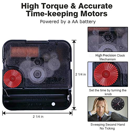 Emoon Clock Movement Mechanism With 3 Pack Clock Hands, Silent Sweep Quartz Clock Motor Kit, For Clock Repair Diy Replacement, Custom Clock #TOP4