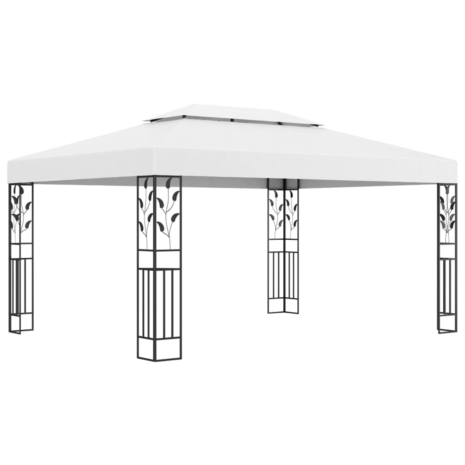ARKEM Gazebo con Tetto Doppio e Stringa di Luci LED 3x4 m Bianco,Gazebo Pergola Con Telo Impermeabile Richiudibile E Struttura Rettangolare In Acciaio Inossidabile Ad Alta Densità, Per Arredo Giardino