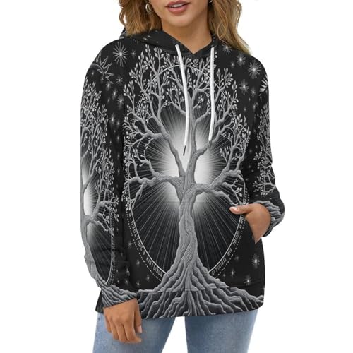 Sweat à capuche imprimé 3D arbre céleste, finis les vêtements ternes avec ce pullover graphique
