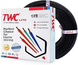 TWC Lite Single Core Electrical Wire |Black, 45 Meter, 10 SQ.MM. |PVC electrical insulated copper wire | Cable for Domestic & Industrial Connection purpose | Flame Resistant |