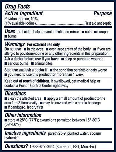 Betadine First Aid Solution 8 Fl Oz Povidone Iodine Antiseptic with No-Sting Promise (Packaging May Vary)