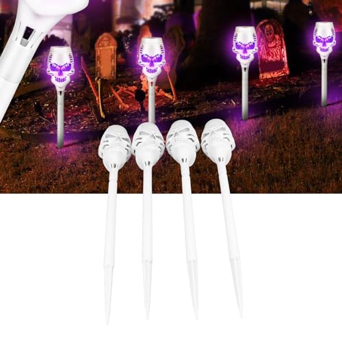 Luz de cráneo de antorcha solar con efecto llama para Halloween 4