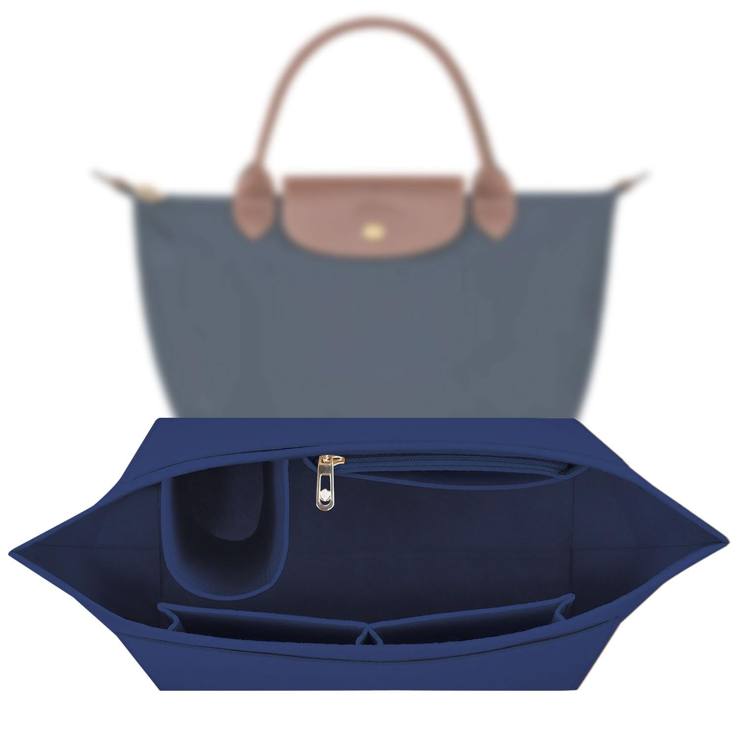 Sunshine smile Organizer für Longchamp Tasche,Organizer für Longchamp Pliage S,Tascheninnenorganizer,Taschenorganizer,Multi-Pocket Felt Handbag,Filz Taschenorganizer mit Mehreren Taschen