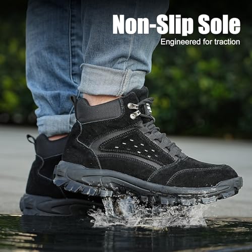 Image of Steel Toe Boots for Men Women Comfortable Lightweight Work Boots for Men Industrial Construction Boot Non Slip Work Shoes