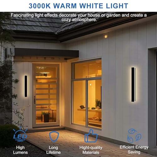 Image of Modern Outdoor Wall Lights 2 Pack 31.5inch Long Outdoor Sconce Light | Outdoor Light Fixtures Wall Mount LED 3000K Linear Exterior Sconce IP65 Waterproof Outside Light Fixtures for House Garage
