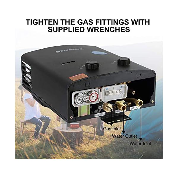 CAMPLUX Portable Water Heater 1.32 GPM, 5L Tankless Water Heater Propane Outdoor, AY132BN, Black - Image 7