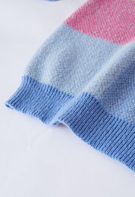 Grid Color Block Oversize Wool Sweater - Pullover Sweaters Top Trendy Outfit4