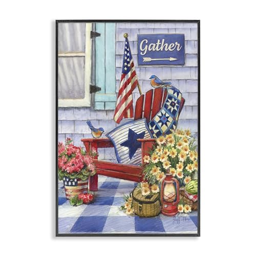 Stupell Industries Patriotic Porch View Framed Giclee Wall Art Design