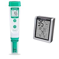 Vista 1 de Apera Instruments Kit de probador de pH impermeable AI209 Value Series PH20, ± 0.1 pH de precisión y AcuRite 00613 higrómetro digital y termómetro
