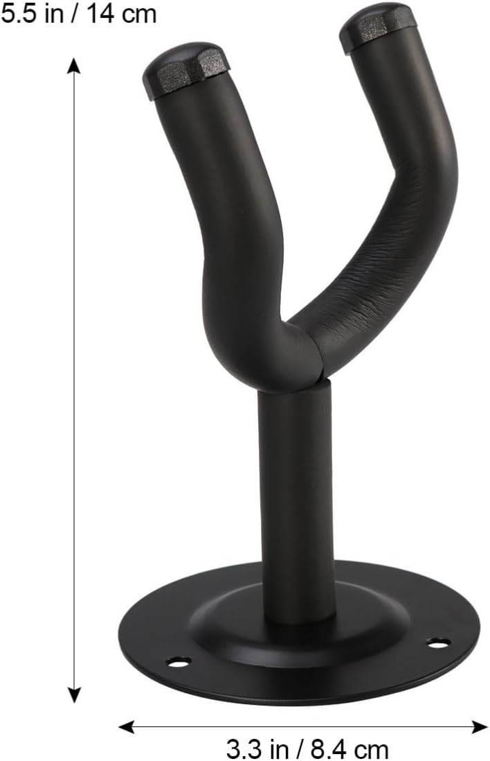 GLEAVI 3pcs Guitar Hook Hanger for Wall, Round Iron Black Holder image 2