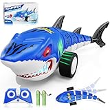 Kikikid Remote Control Shark Toys, RC Shark Cars with Led Light, Rechargeable RC Robot Toy for Kids, 360Β° Rotating & Swinging Tail, Birthday Gifts for Girls Boys Age 3-5 5-7 8-10