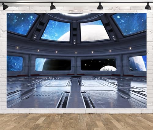 Arrière-plan de photographie de station spatiale moderne en vinyle