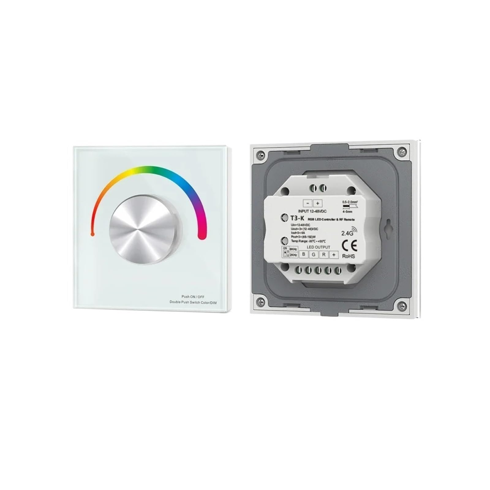 Contrôleur de gradation T3-K-W mural DC12-24V pour ruban LED