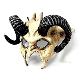 STORM BUY Ram Goat Devil Horns Demon Scary Masquerade Mask For Costume Halloween For Adult (Brown&Black)