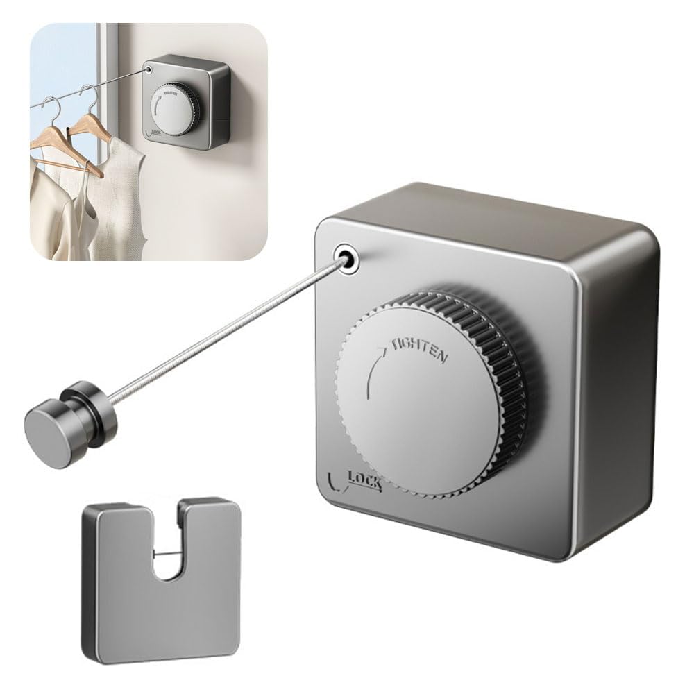 Retractable Clothesline Stainless Steel Extendable Washing Line Portable Laundry Drying Lines Wall Mounted Invisible Washing Line for Dry Clothes Balcony Laundry Room Indoors Garden