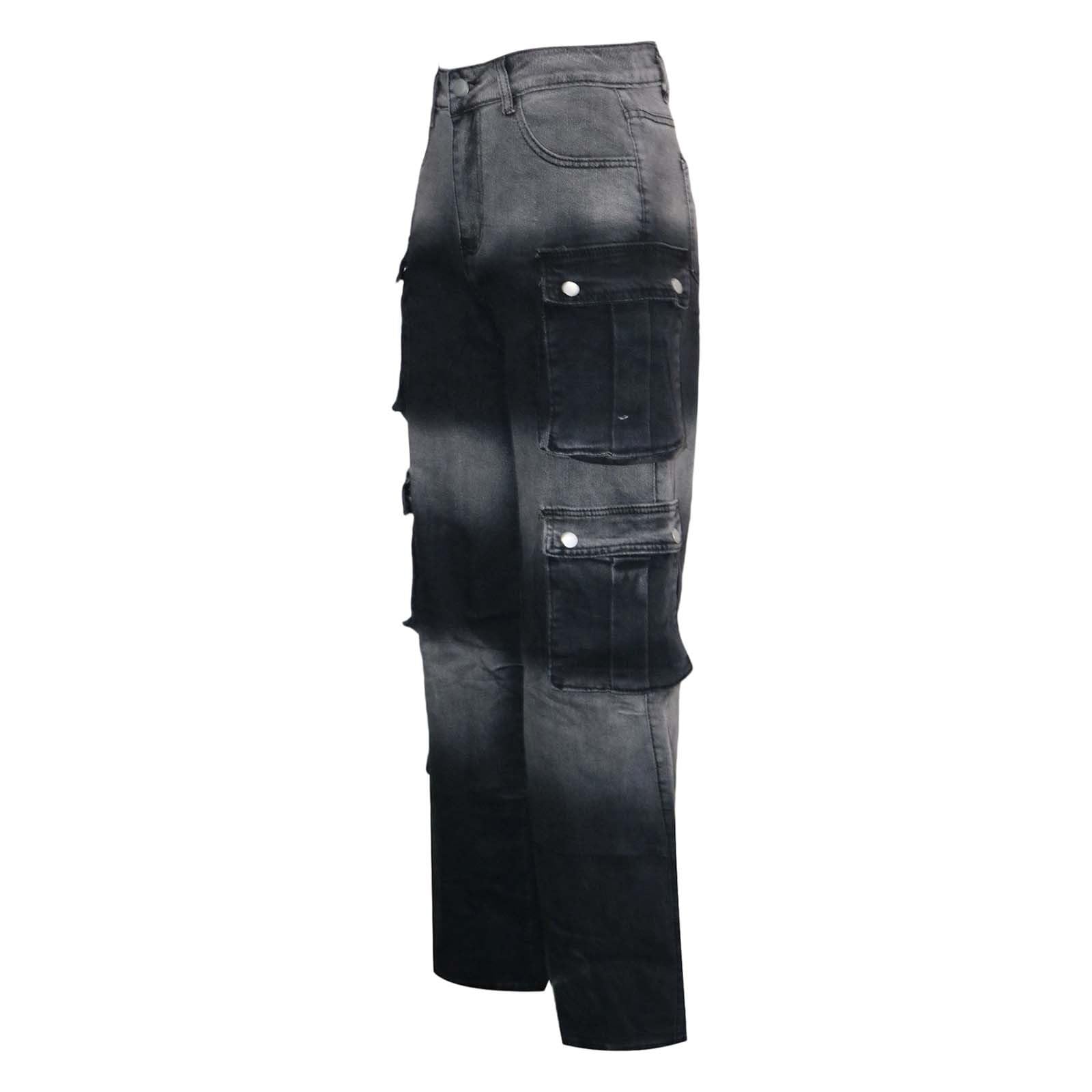 Generico Jeans Donna Estivi,Jeans A Gamba Larga A Vita Alta da Donna con Tasche Multiple Eleganti Pantaloni Casual in Denim per Tutti I Giorni Comodi Outfit Estivi E Autunnali