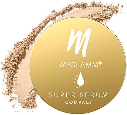 MyGlamm Super Serum Compact – 101N Cream, 9g | Infused With Hyaluronic Acid & Vitamin E | Matte Finish Compact Powder | All Skin Types
