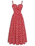 Scarlet Darkness Floral Dresses for Women 2026 Summer Graduate Sundress Wedding Guest Dress Red Floral M