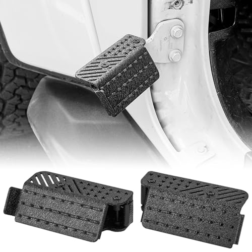 JOYTUTUS 120Ergonomic Foot Pegs for Wrangler JK/JKU/JL/JLU (2007-2025) & Gladiator JT (2020-2025) - No-Drill Metal Door Hinge Footrests with Anti-Slip Surface & American Flag Design
