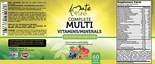 Multivitamins/Minerals Capsules With Zinc And Premium 42 Fruits And Veggies Blend For Immune Support Daily Multivitamin Capsule Antioxidant Supplement For Immunity System 60 Capsules By Amate Life #TOP5