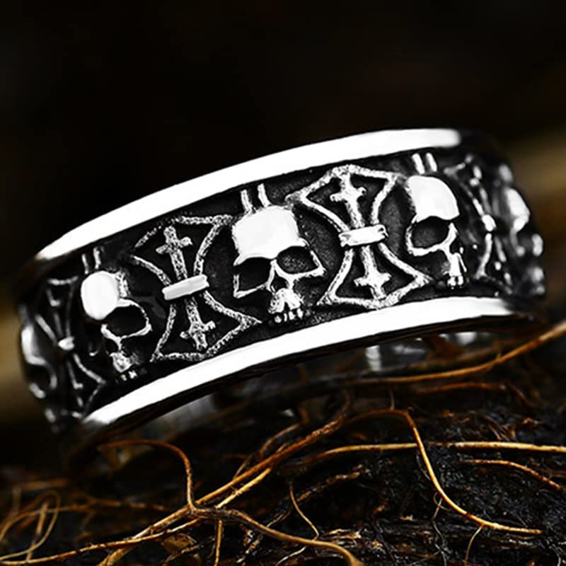 Image of Death Skull Ring for Men Stainless Steel Jewelry Biker Rings Scary Death Ring Skull for Gifts